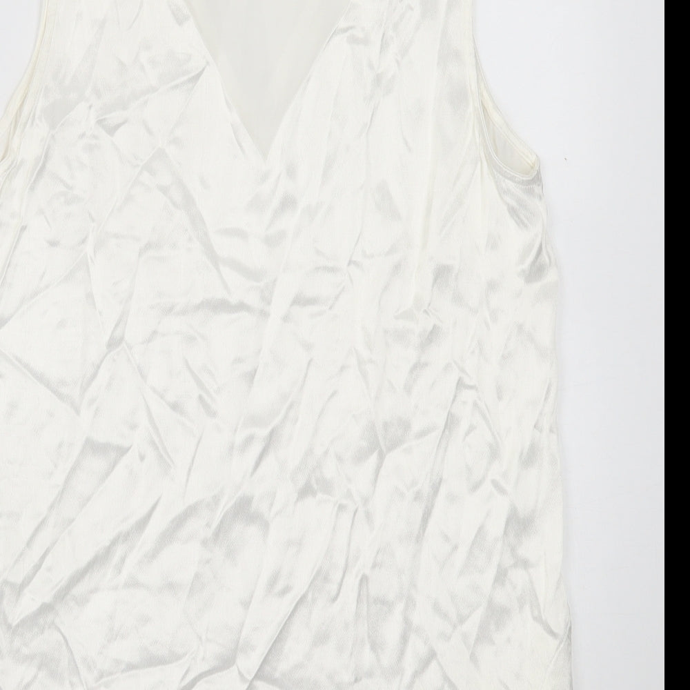 NEXT Womens White Viscose Basic Tank Size 12 Crew Neck
