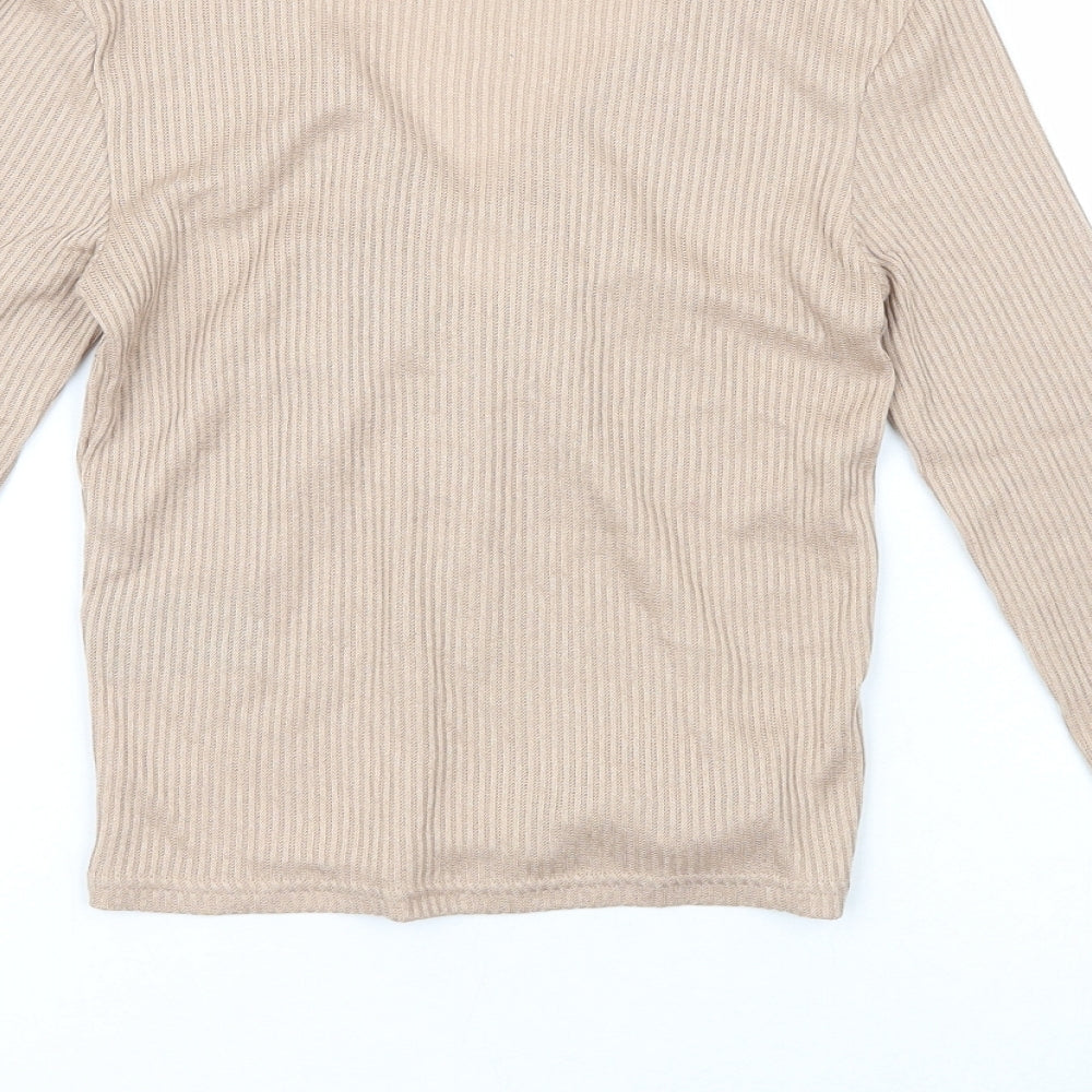 H&M Womens Beige Polyester Pullover Sweatshirt Size 4