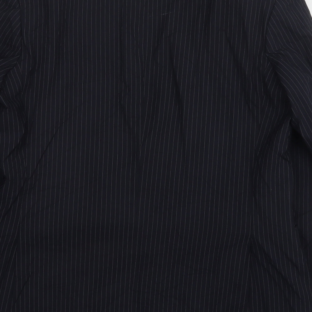Burton Mens Blue Striped Polyester Jacket Suit Jacket Size 42