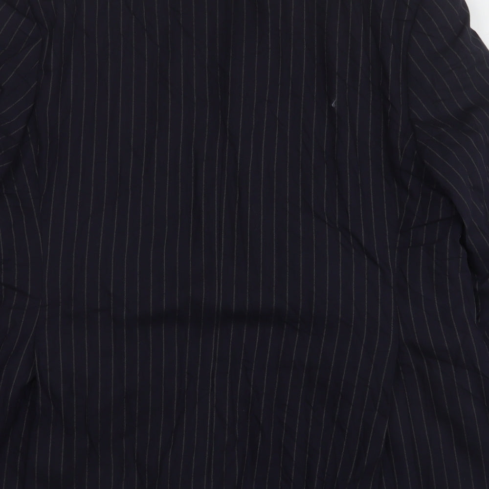 F&F Mens Blue Striped Polyester Jacket Suit Jacket Size 46