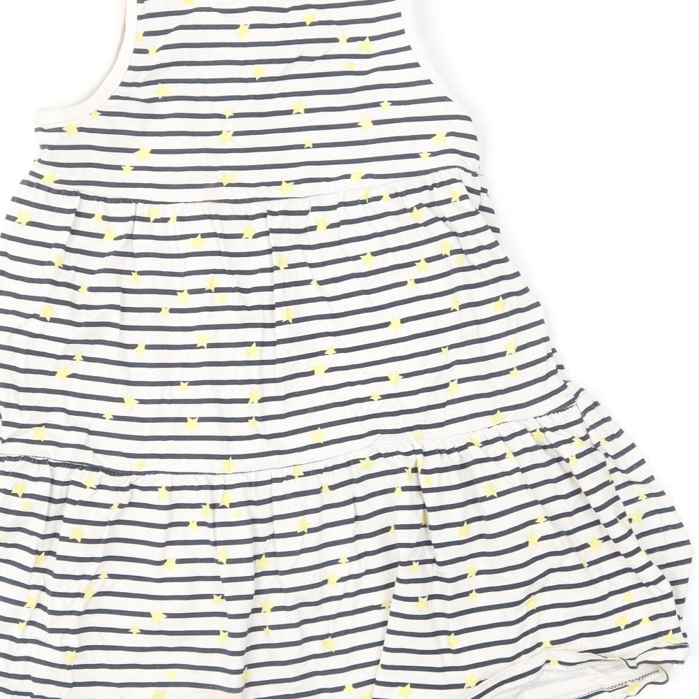 name it Girls Blue Striped Cotton Shift Size 7 Years Round Neck - Star