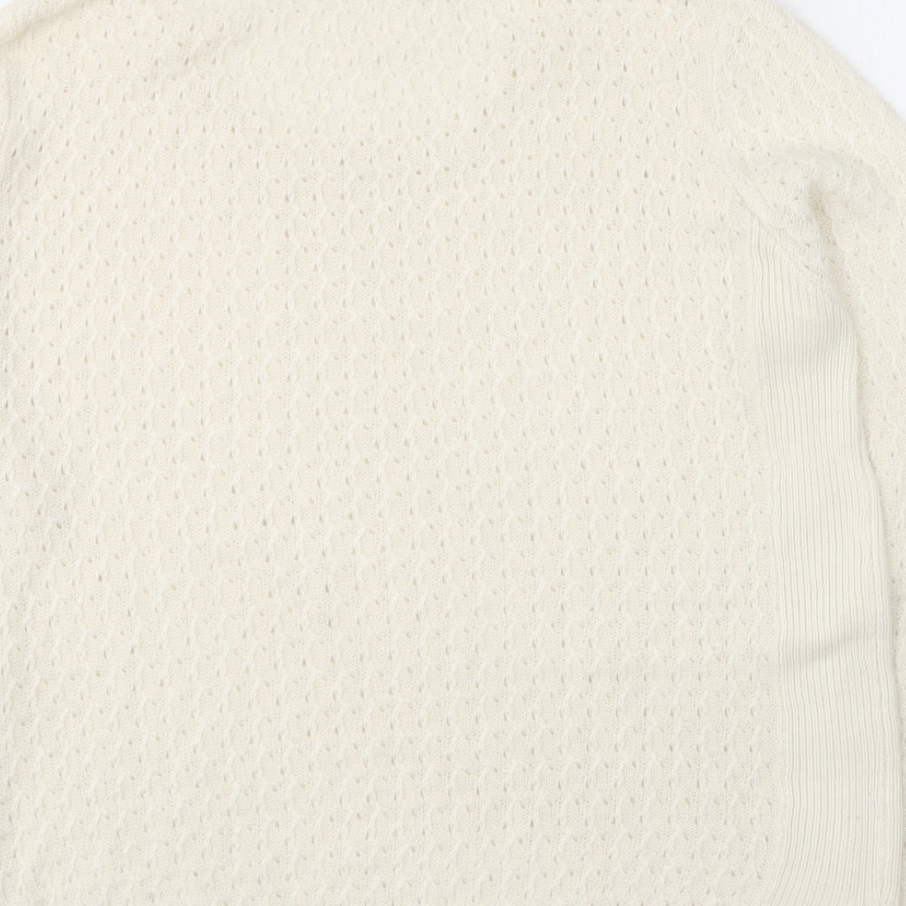 EWM Womens Ivory Round Neck Acrylic Pullover Jumper Size S