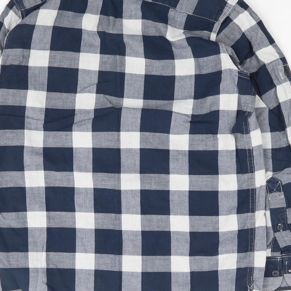 Gap Boys Blue Check 100% Cotton Jersey Button-Up Size L Collared Button