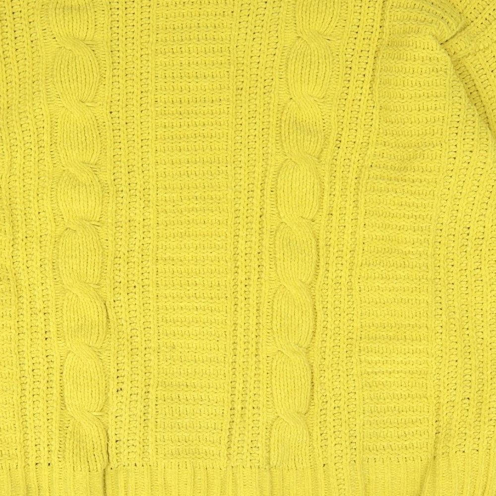 Yssica Womens Yellow Crew Neck Polyester Pullover Jumper Size S