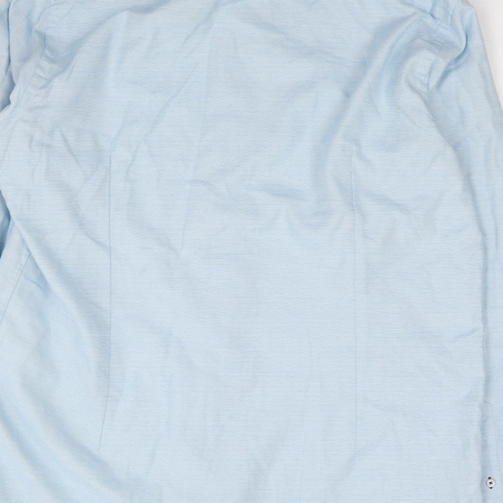 Bruun & Stengade Mens Blue Cotton Button-Up Size 42 Collared Button