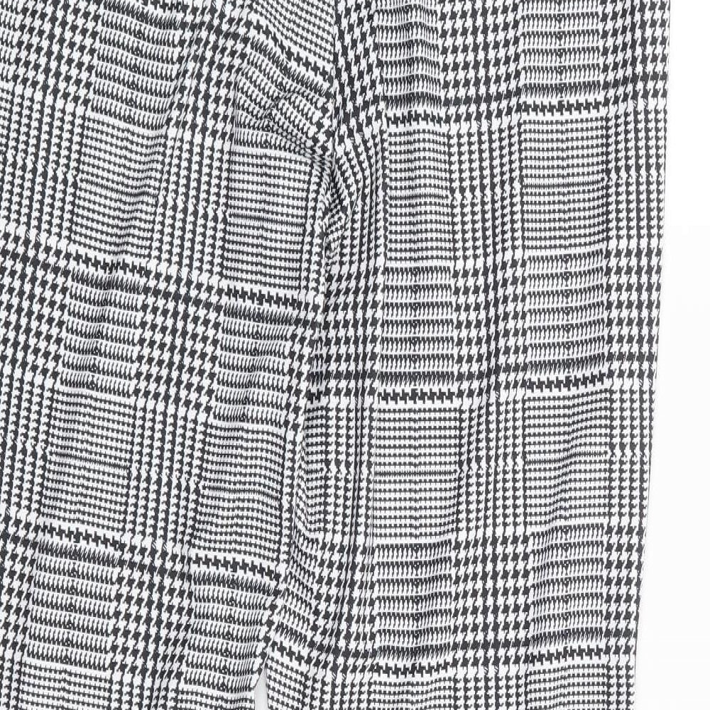 Shein Curve Womens Black Herringbone Polyester Trousers Size XL L32 in Regular