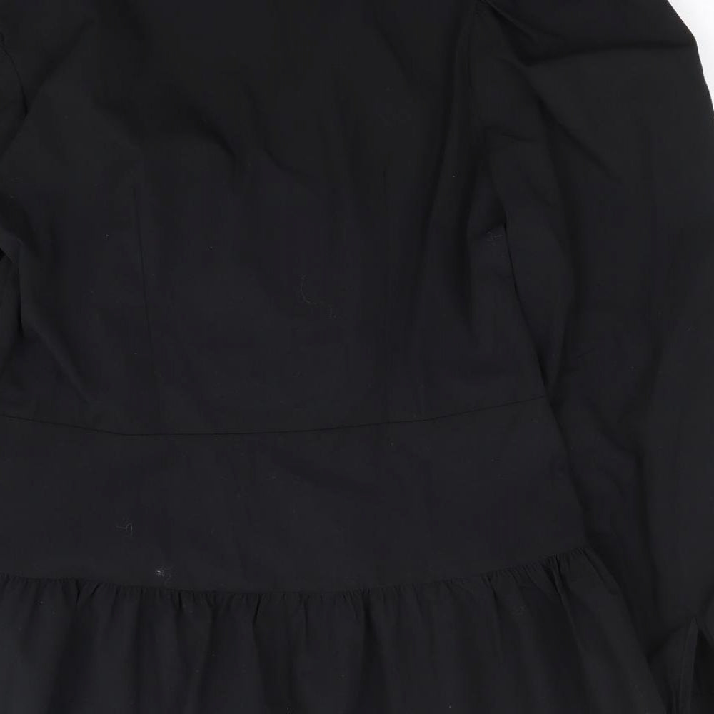 River Island Womens Black Polyester Jersey Button-Up Size 8 V-Neck