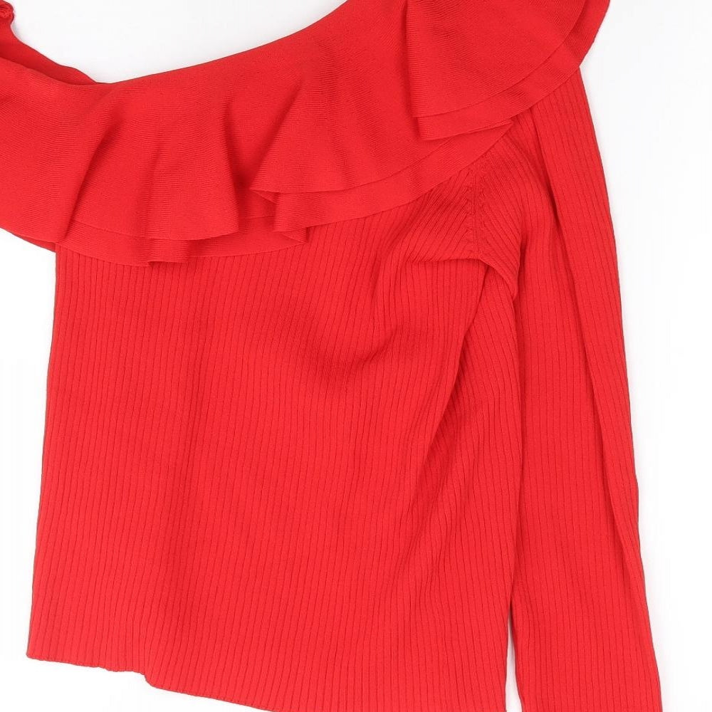 Michelle Keegan Womens Red Scoop Neck Viscose Pullover Jumper Size 10