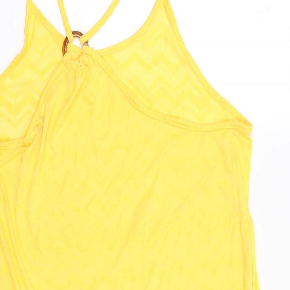 Papaya Womens Yellow Polyester Tunic Tank Size L Round Neck