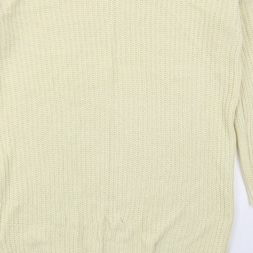 PRETTYLITTLETHING Womens Yellow Acrylic Jumper Dress Size M Crew Neck Pullover