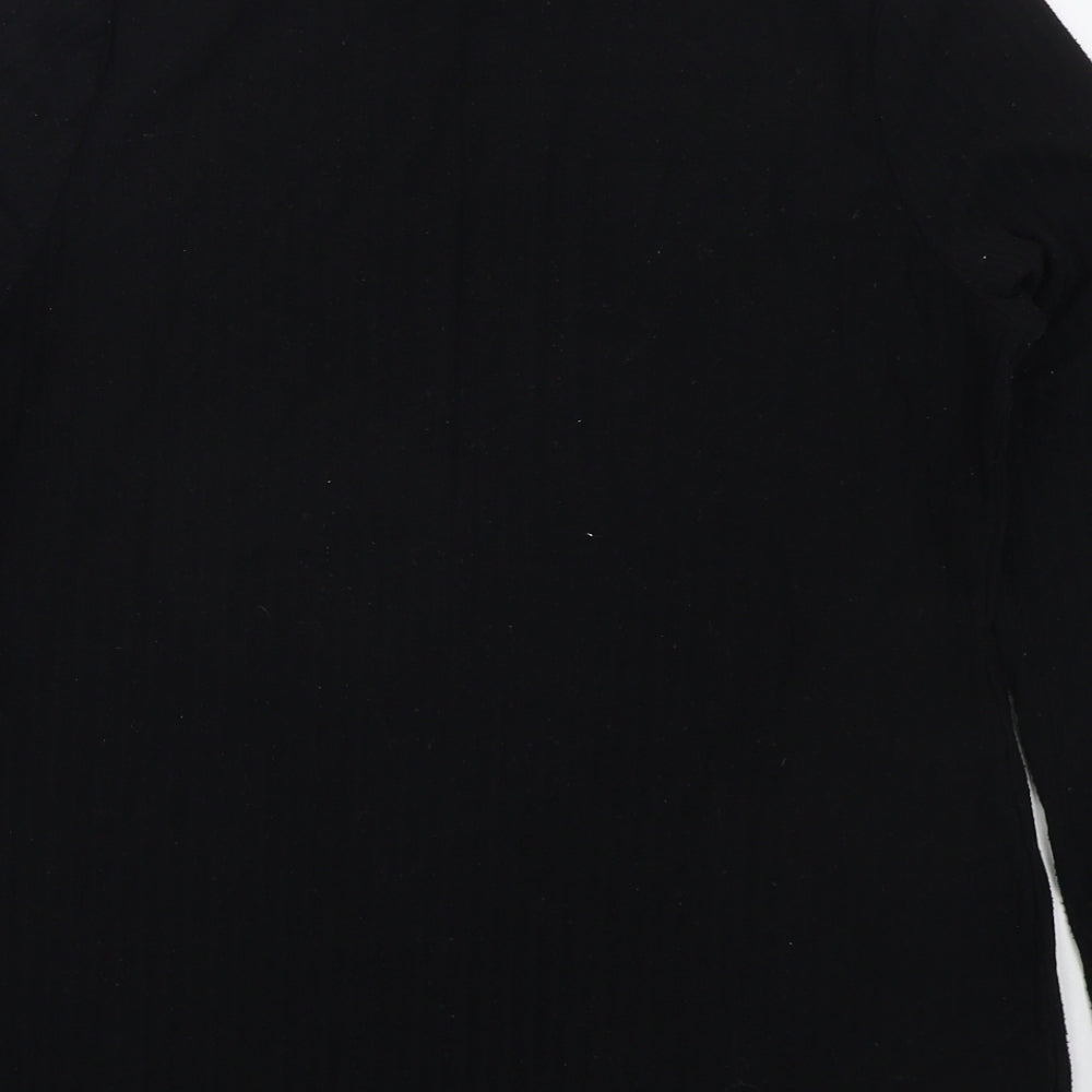 Papaya Womens Black Crew Neck Polyester Pullover Jumper Size 14