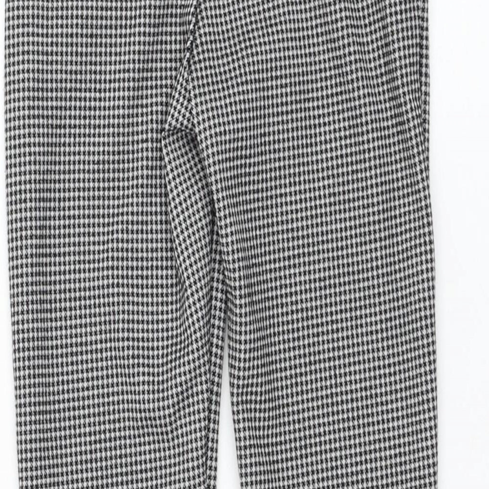 Primark Girls Black Houndstooth Polyester Carrot Trousers Size 8-9 Years Regular Pullover - Leggings