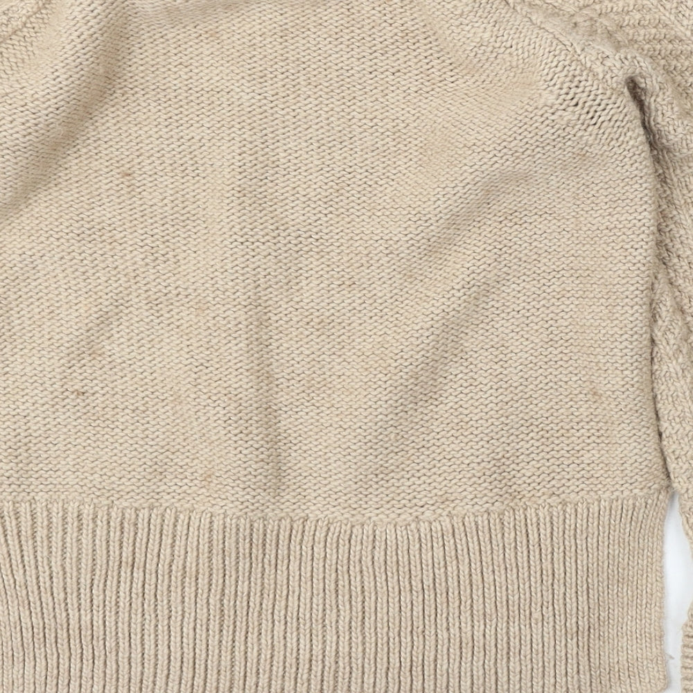 H&M Womens Beige Round Neck Acrylic Pullover Jumper Size XS