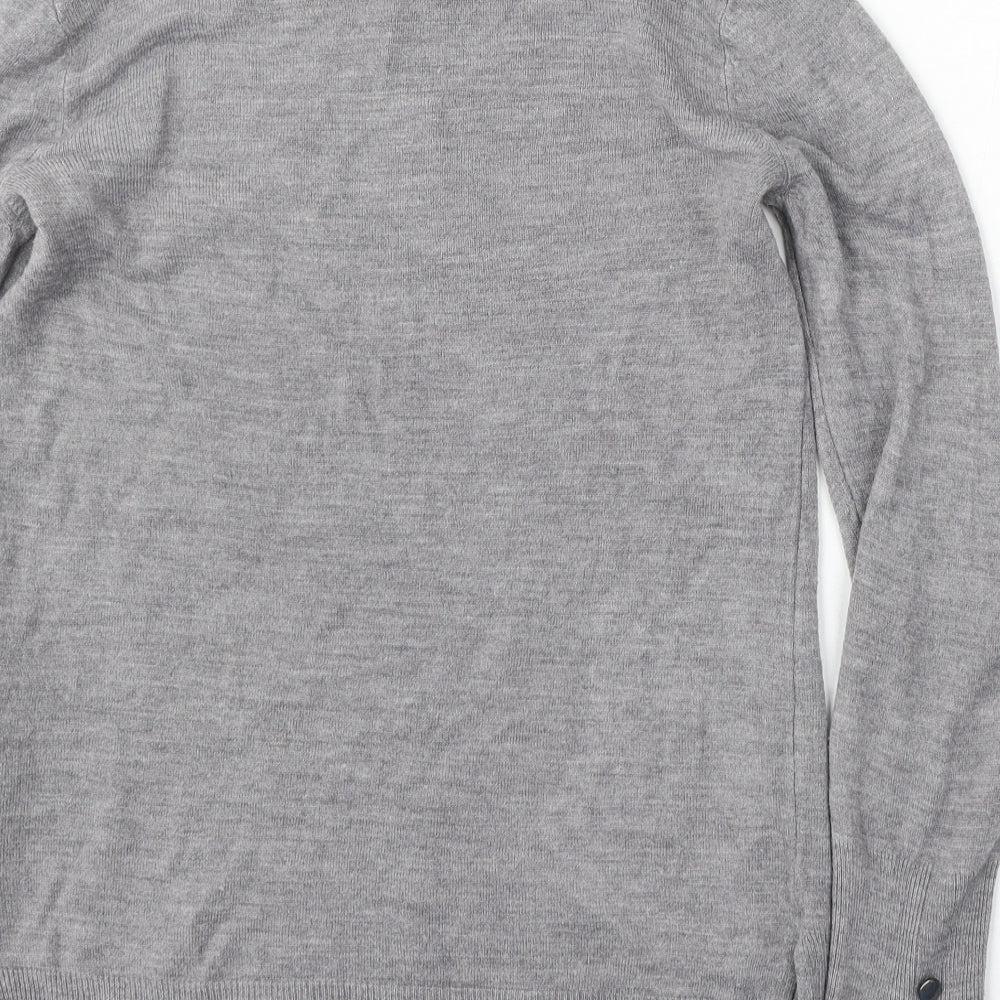 Primark Womens Grey Round Neck Acrylic Pullover Jumper Size XS