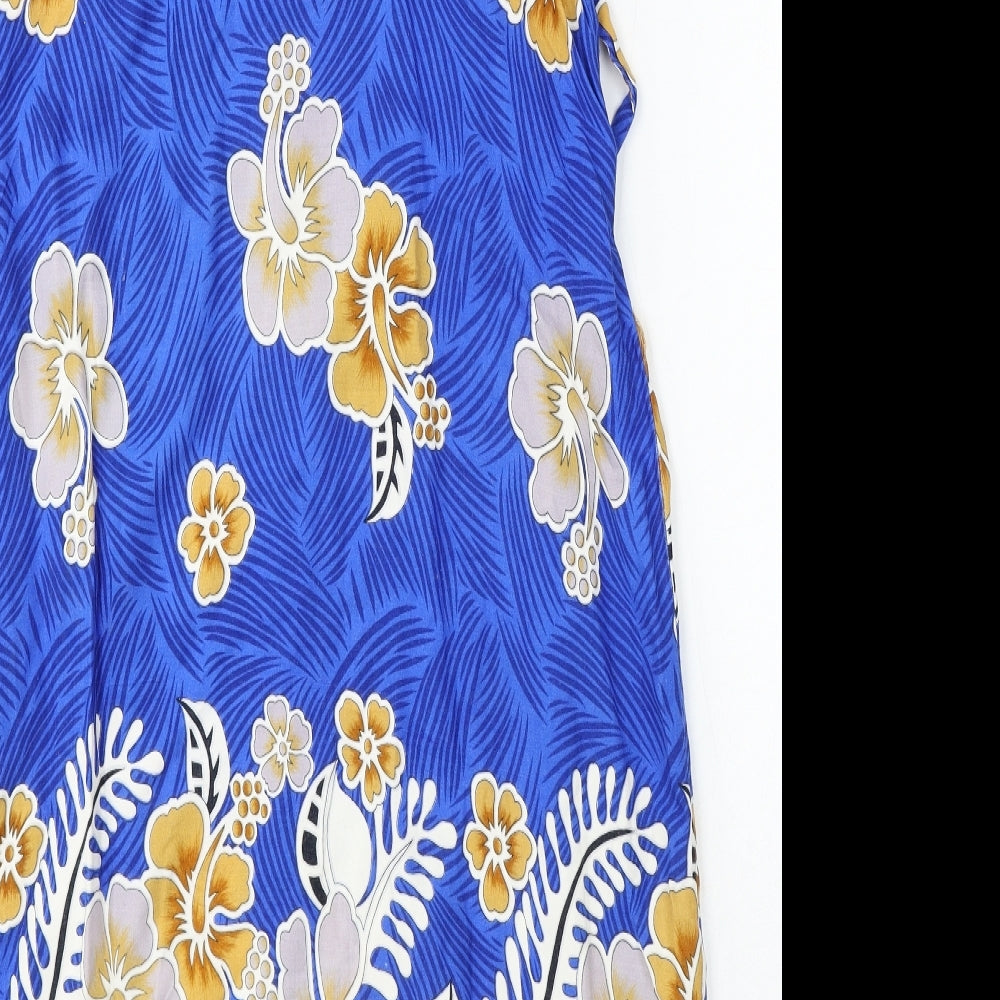 TMJ Womens Blue Geometric Rayon Shift Size XL Round Neck