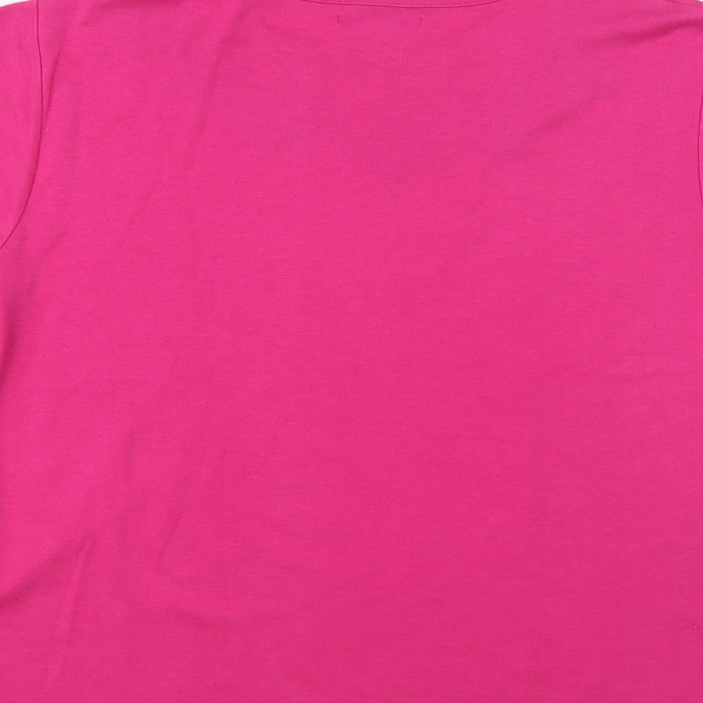 Annabelle Womens Pink Cotton Basic T-Shirt Size M Roll Neck