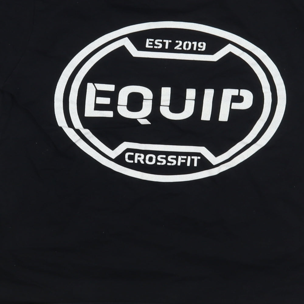 Equip Boys Black Cotton Basic T-Shirt Size 9-10 Years Crew Neck Pullover