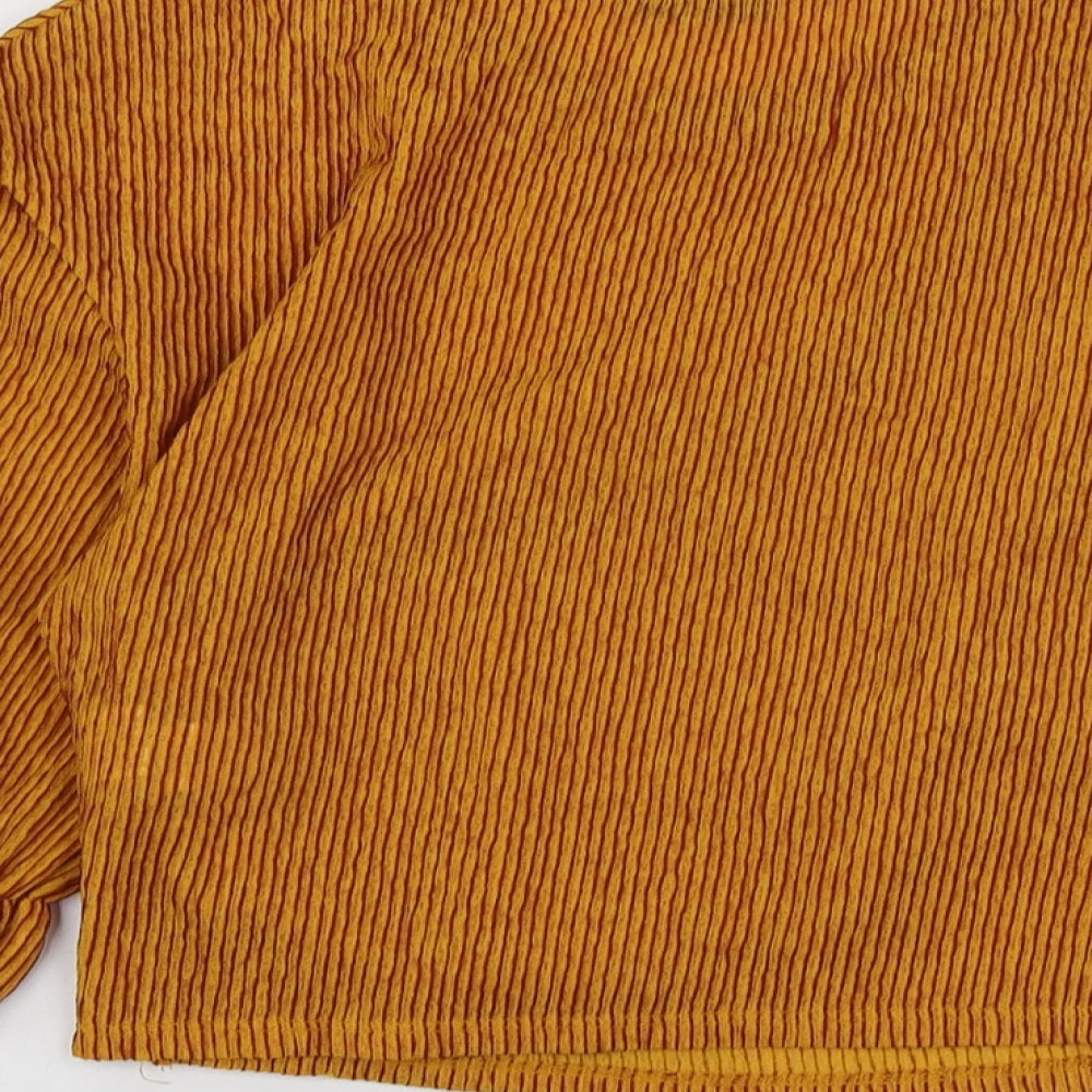 Zara Womens Yellow Polyester Basic T-Shirt Size S V-Neck