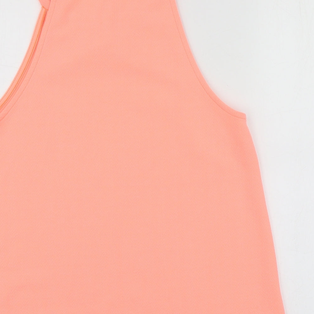 New Look Womens Orange Polyester Basic T-Shirt Size 12 Halter