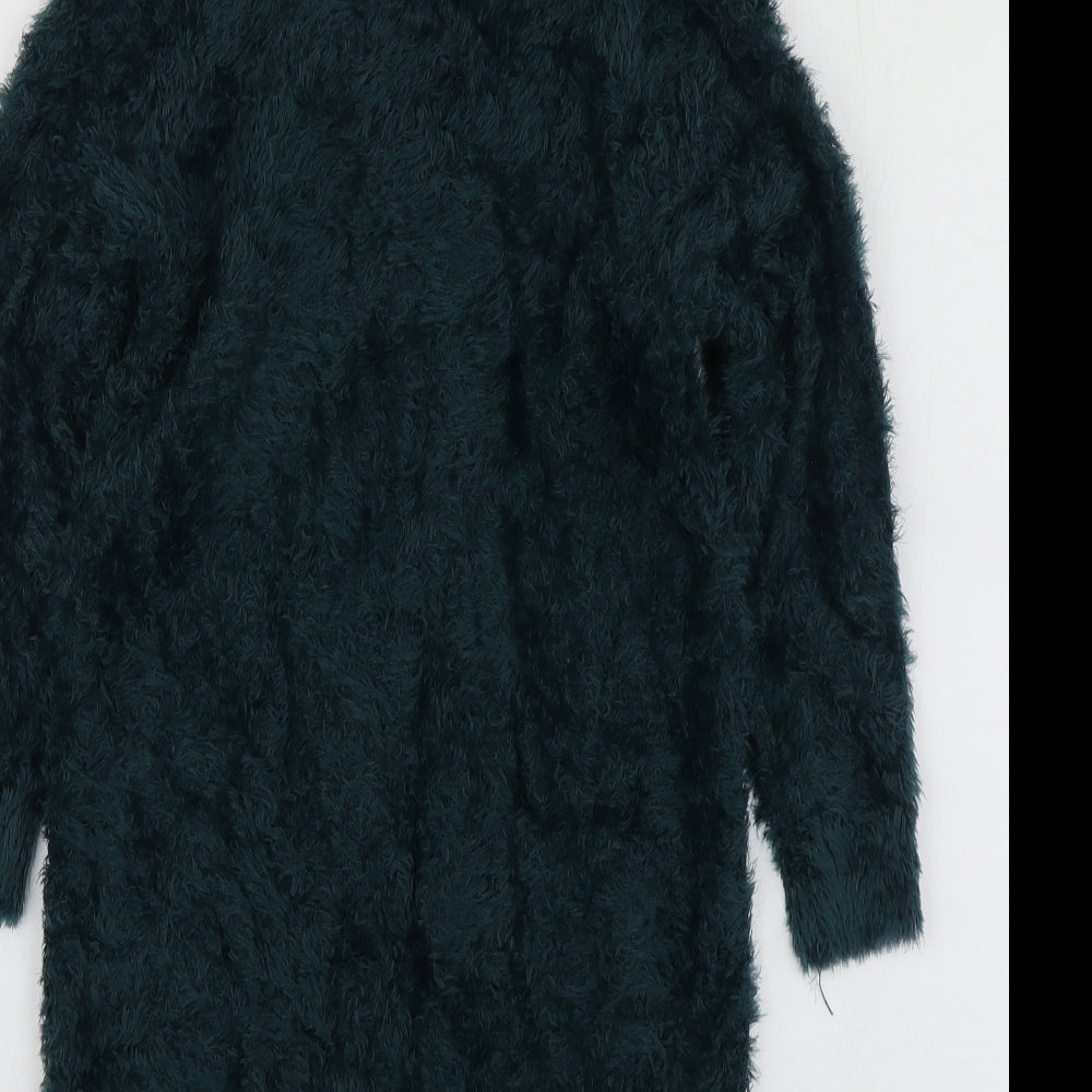 F&F Womens Green V-Neck Nylon Pullover Jumper Size 8