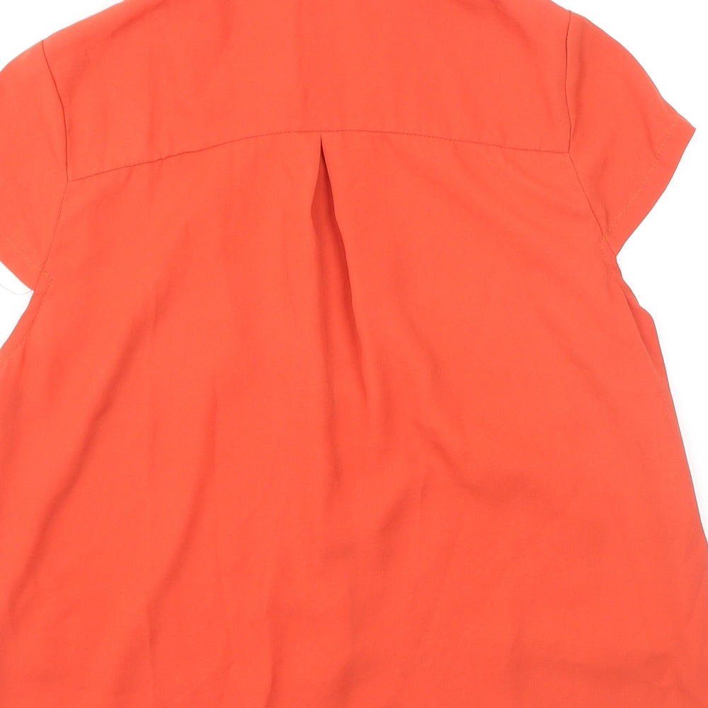 Cutie Womens Orange Polyester Basic Button-Up Size 10 Collared