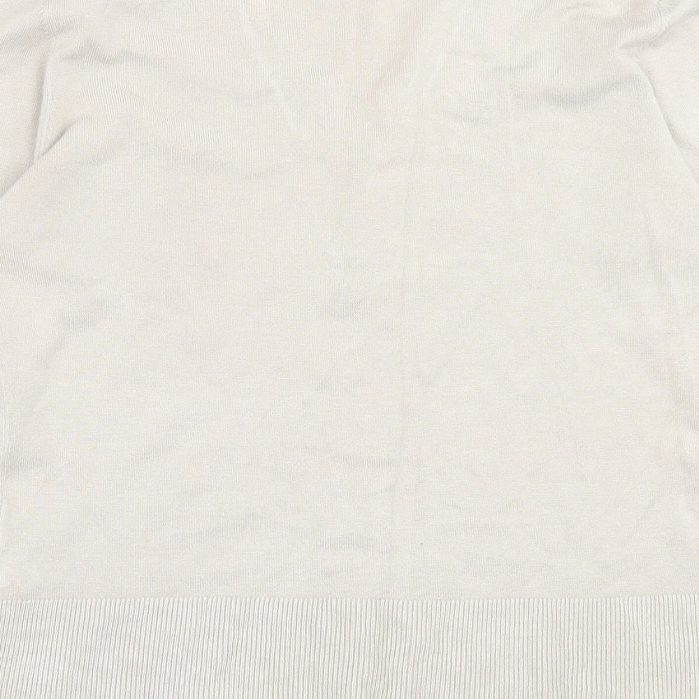 John Richmond Womens Ivory V-Neck Viscose Pullover Jumper Size 12