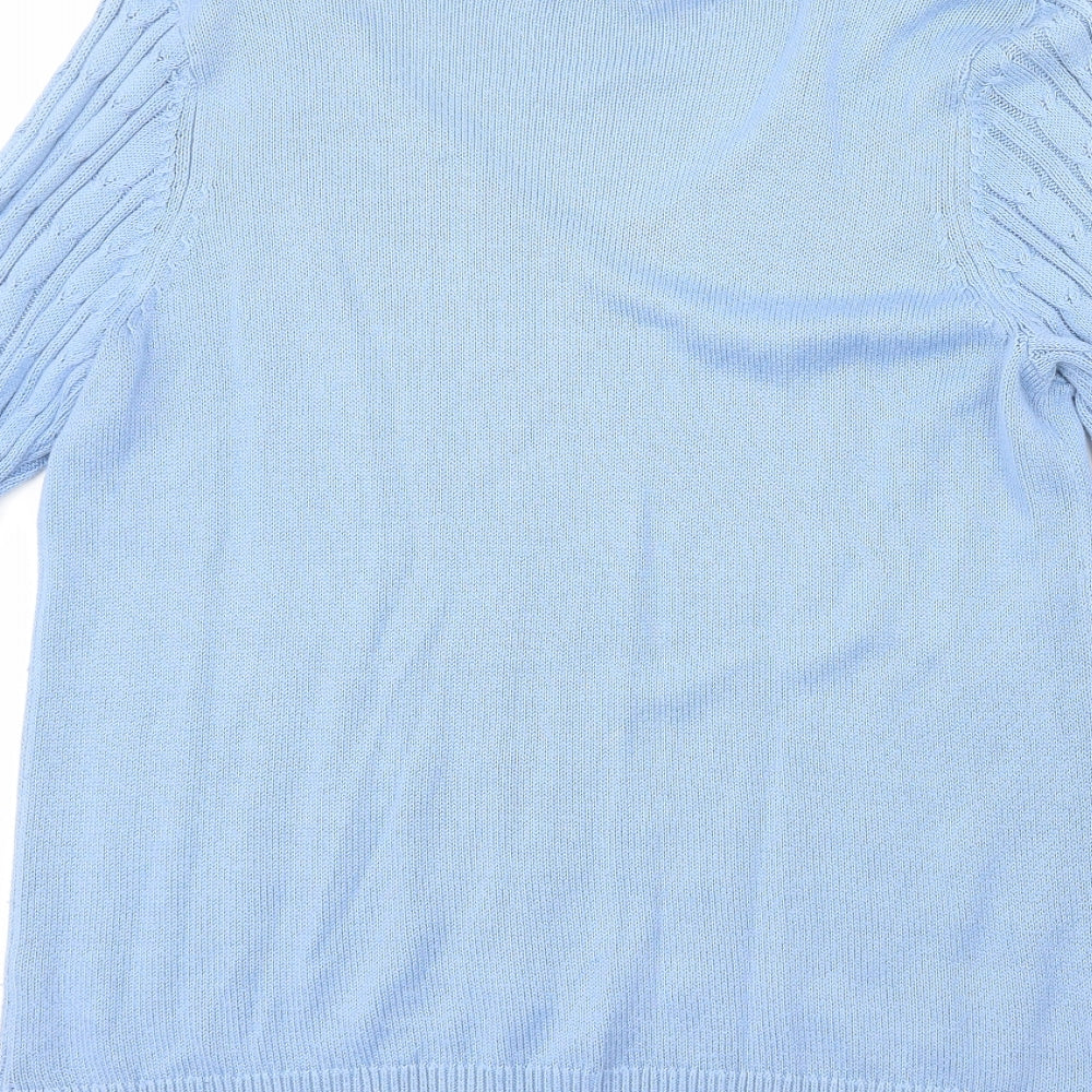 Gallery Womens Blue Scoop Neck Acrylic Pullover Jumper Size M