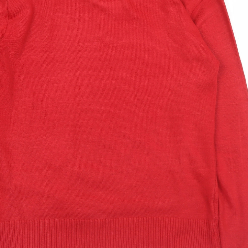 Yabisi Womens Red Round Neck Acrylic Pullover Jumper Size M