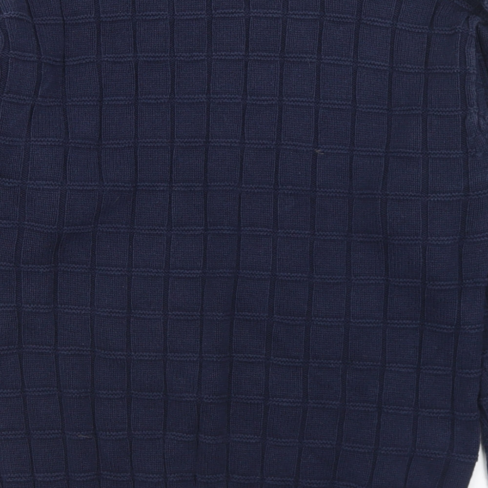IZOD Womens Blue Crew Neck Geometric Cotton Pullover Jumper Size 14 - 14-16