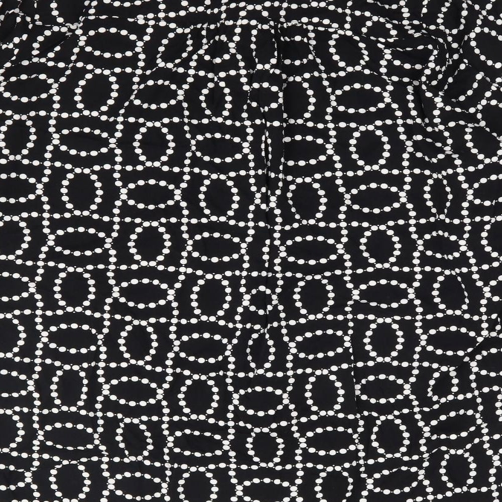 H&M Womens Black Geometric Viscose Jersey Blouse Size M Crew Neck