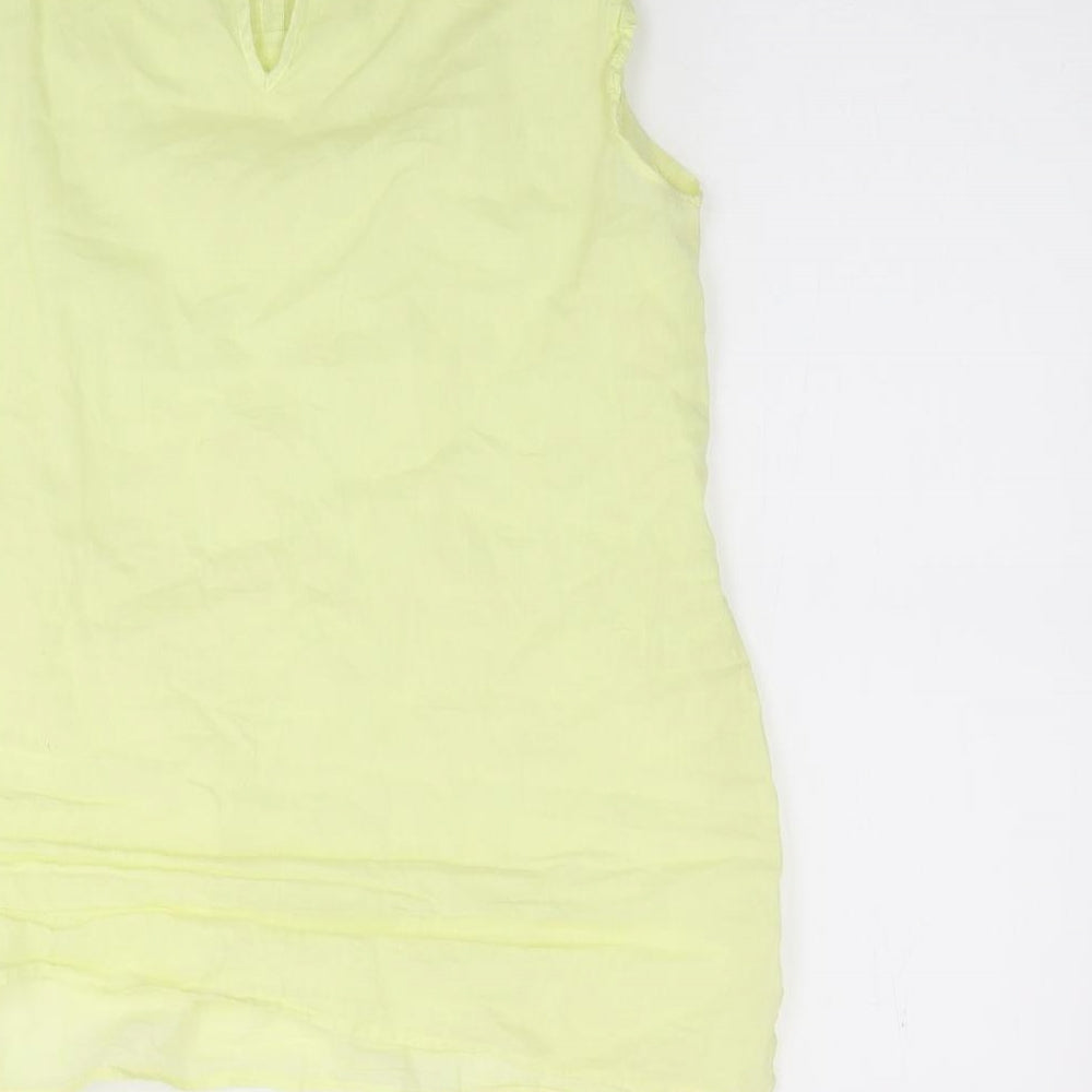 Oasis Womens Yellow 100% Cotton Jersey Blouse Size 12 Round Neck