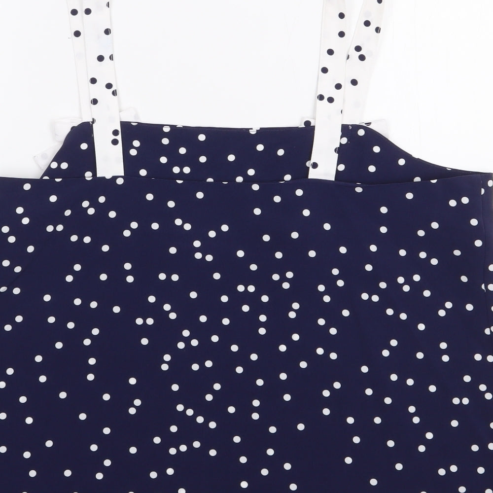 Savida Womens Blue Polka Dot Polyester Camisole Blouse Size L Square Neck