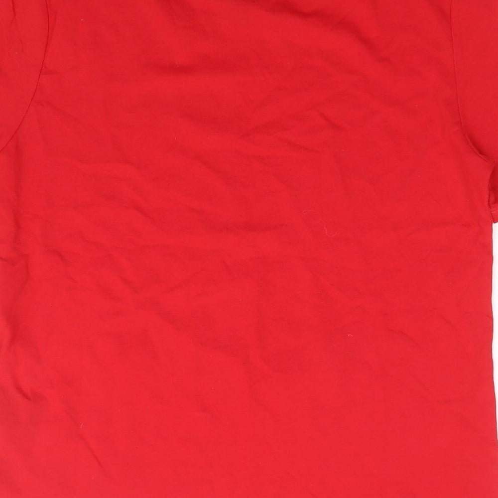 H&M Womens Red 100% Cotton Jersey T-Shirt Size S Crew Neck