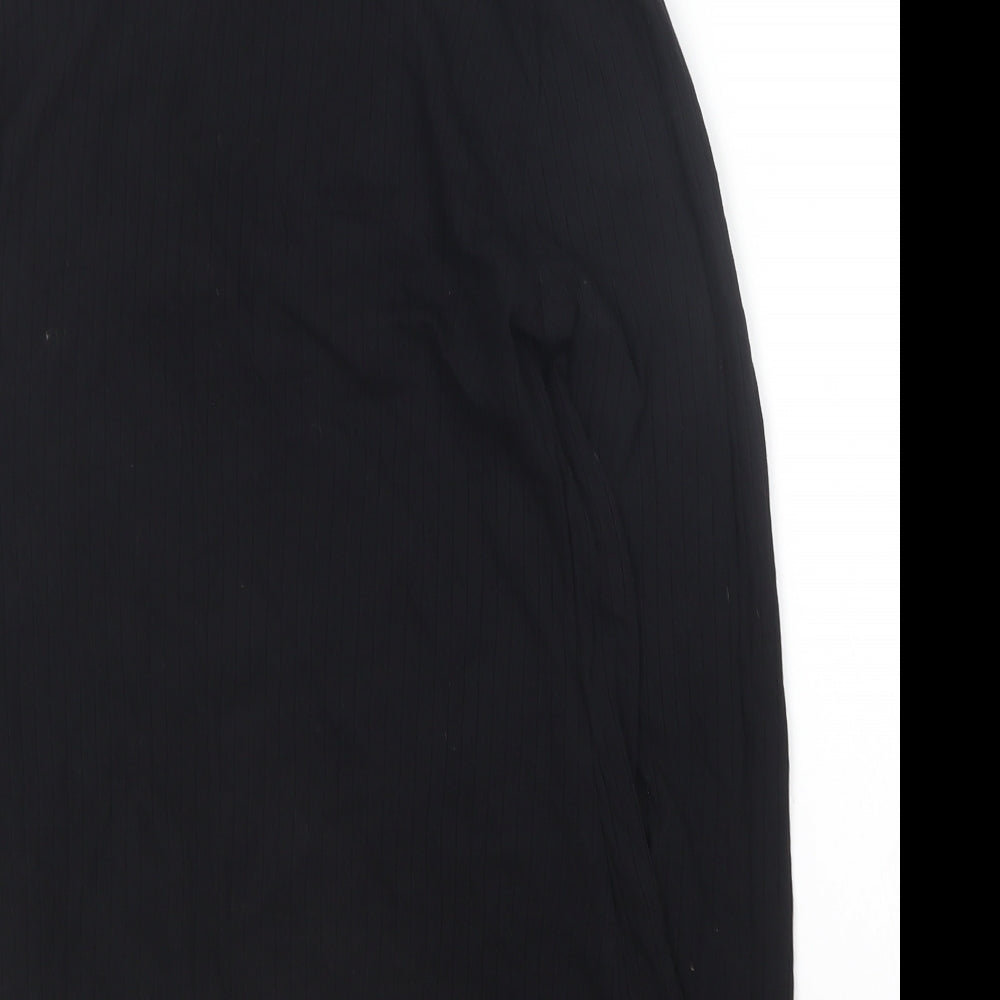 Preworn Womens Black Collared Polyester Pullover Jumper Size M