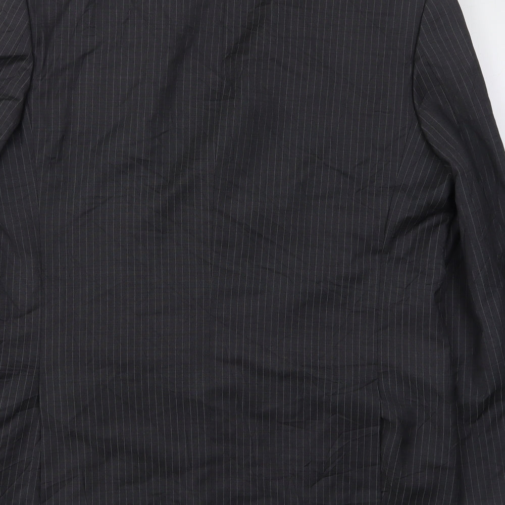 Marks & Spencer Mens Grey Striped Wool Jacket Suit Jacket Size 42