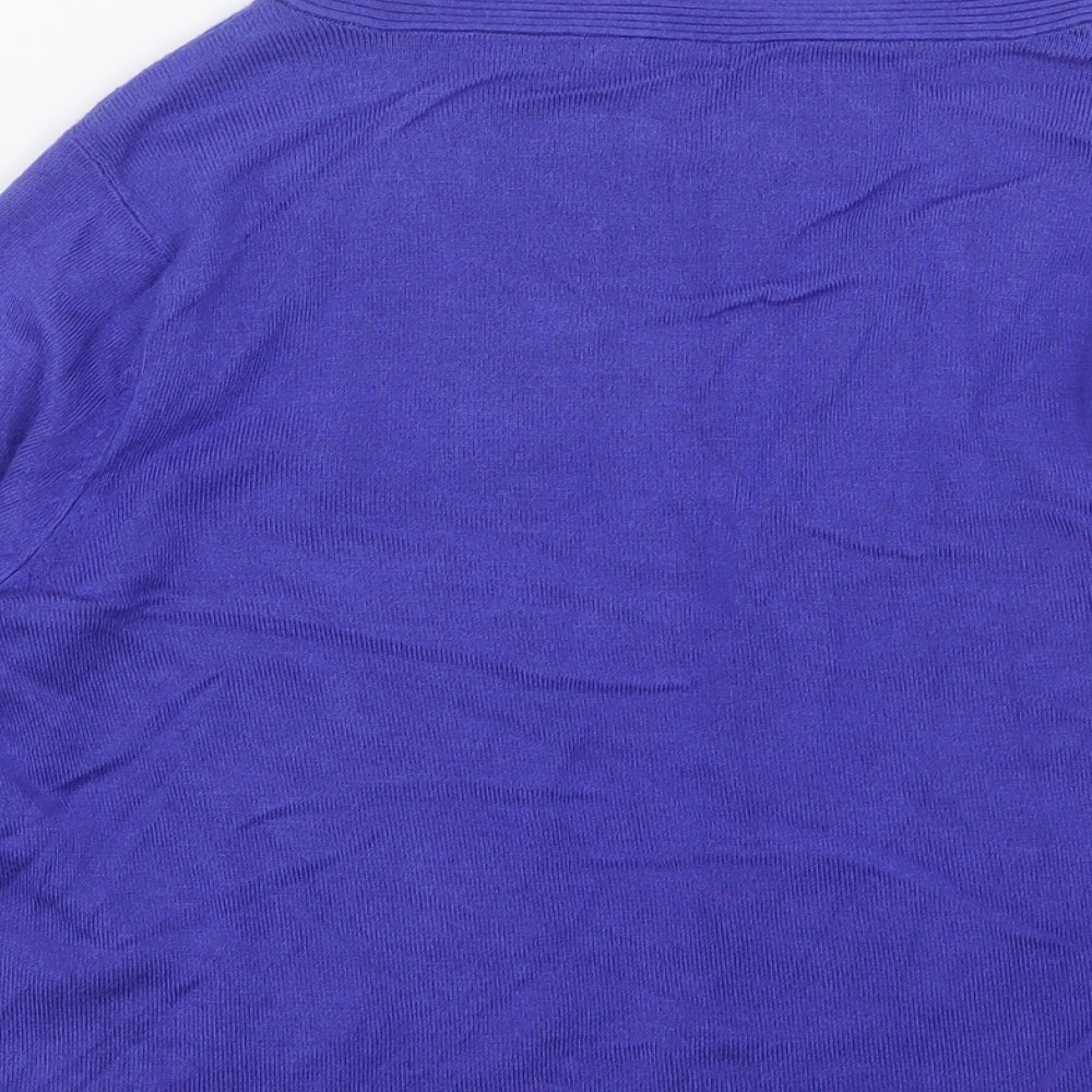 M&Co Womens Blue V-Neck Viscose Cardigan Jumper Size S