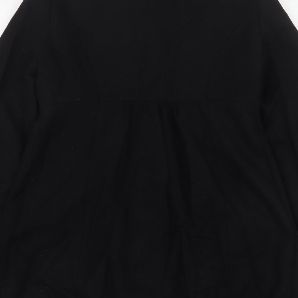 H&M Womens Black Overcoat Coat Size 10 Button