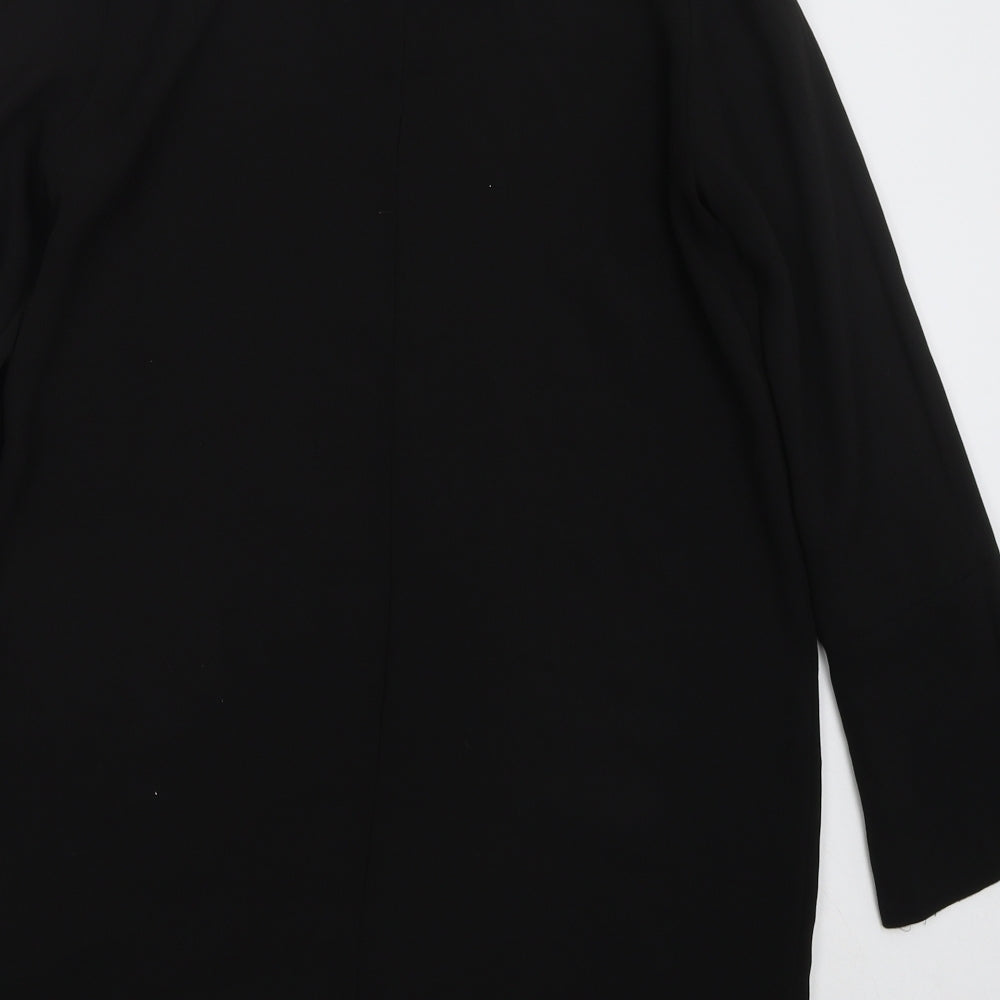 H&M Womens Black Polyester Shift Size 10 Boat Neck Zip