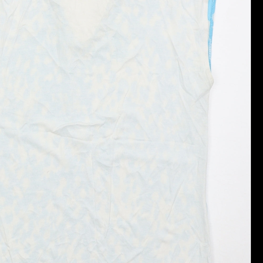 Dunnes Womens Blue Polyester Basic T-Shirt Size XS V-Neck - Abstract
