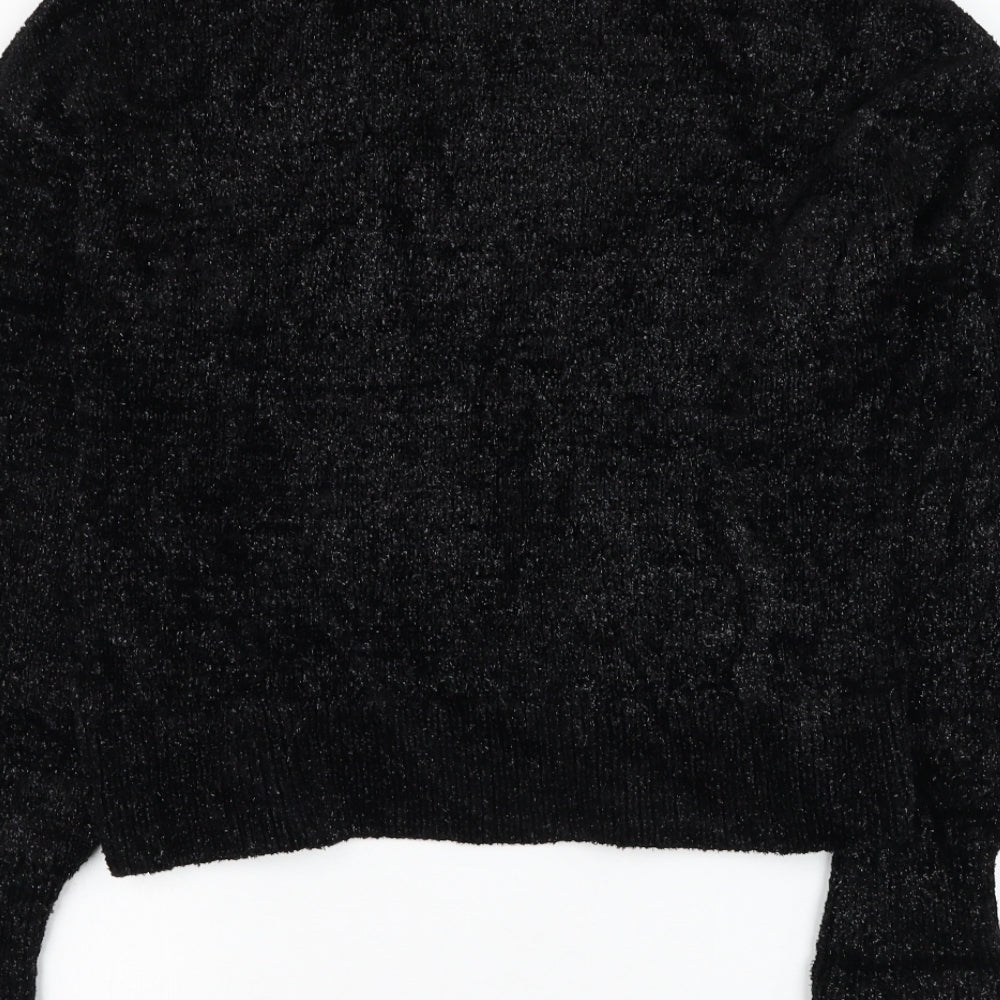 H&M Womens Black Mock Neck Polyamide Pullover Jumper Size 6