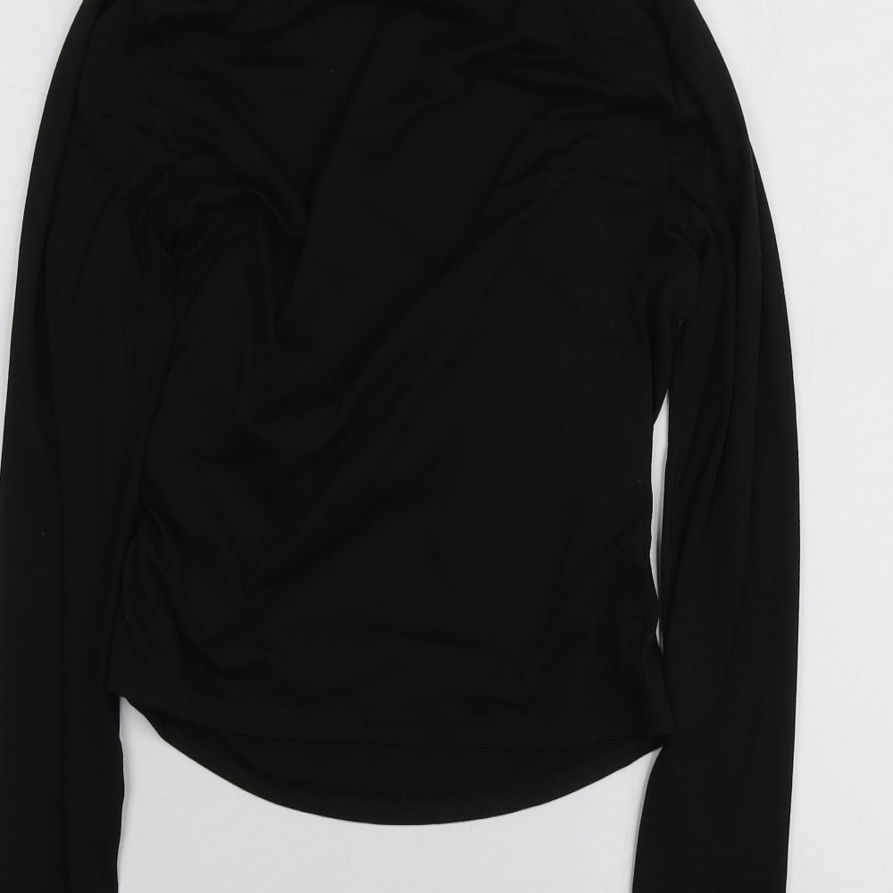 SheIn Womens Black Polyester Basic T-Shirt Size M High Neck