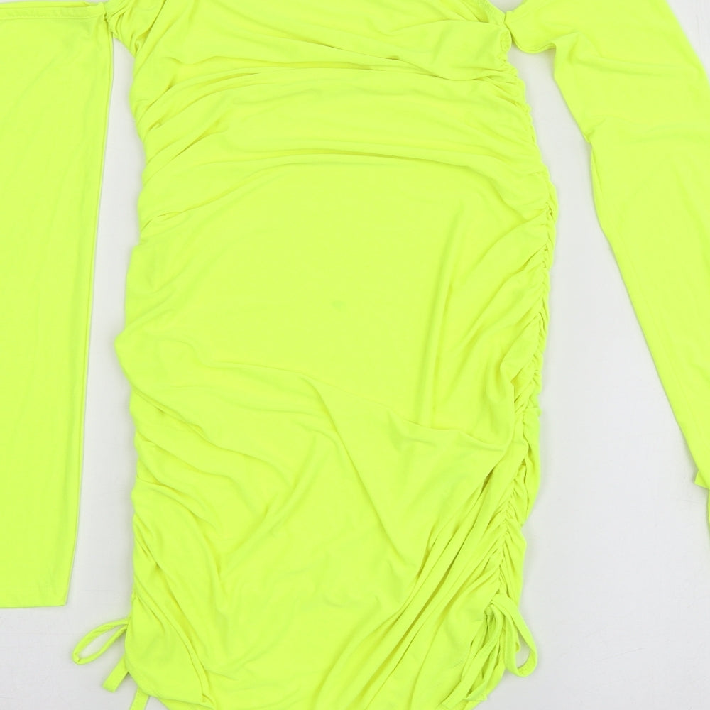 Asyou Womens Yellow Polyester A-Line Size 10 Square Neck