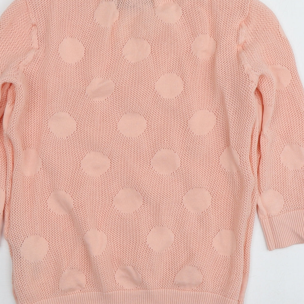 Only Womens Pink Round Neck Geometric Cotton Pullover Jumper Size S