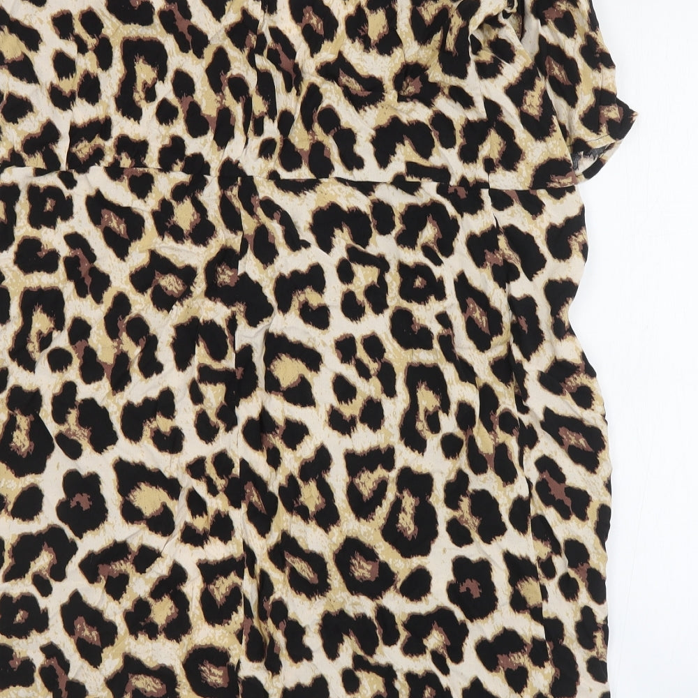 H&M Womens Brown Animal Print Jacket Size L Tie