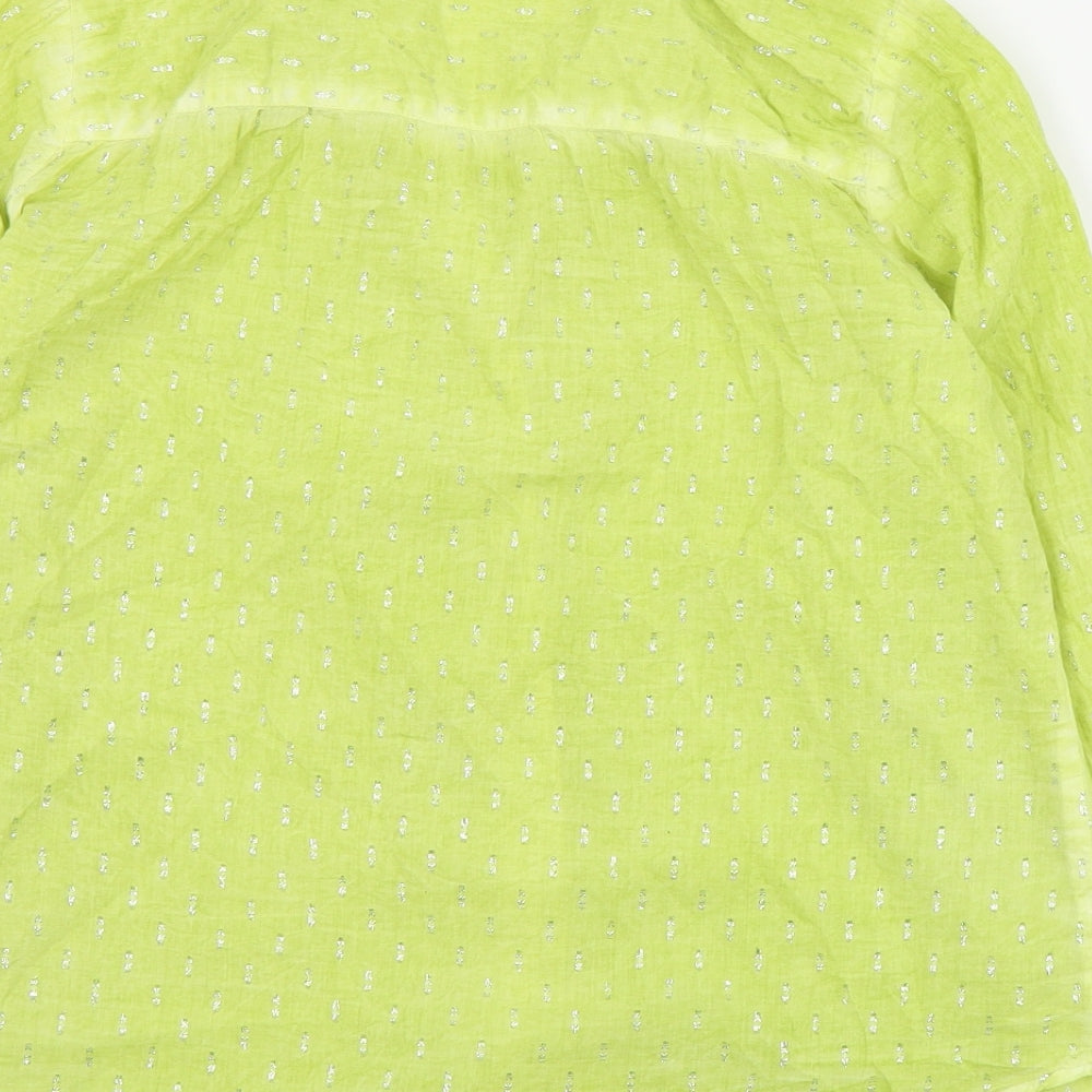 Anna Rose Womens Green Cotton Basic Button-Up Size 14 Collared