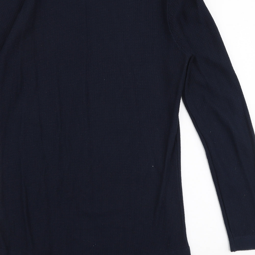River Island Mens Blue Round Neck Cotton Pullover Jumper Size S