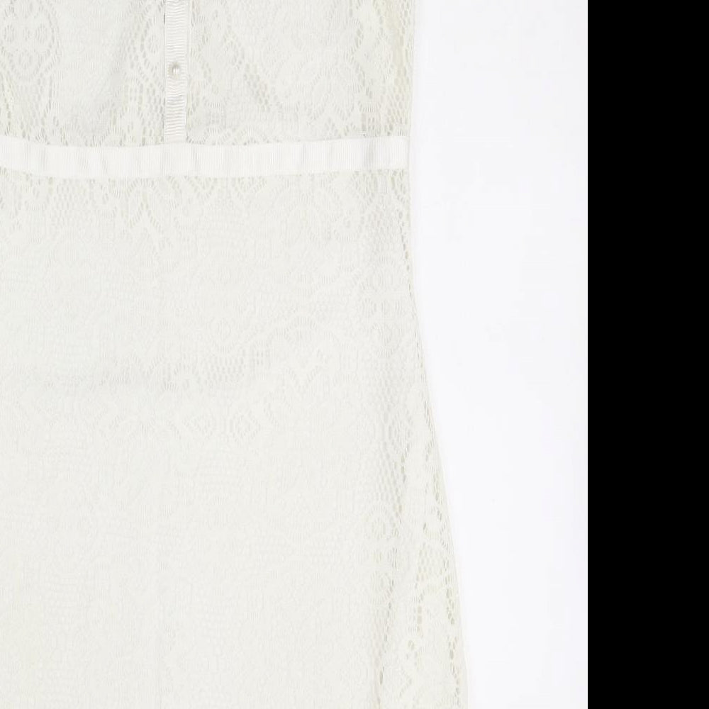 Kaffe Womens Ivory Polyester A-Line Size M Round Neck Zip