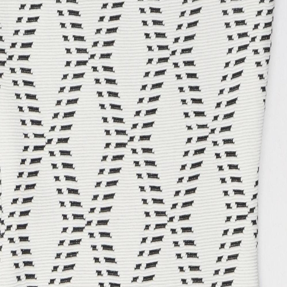 River Island Womens White Geometric Cotton A-Line Size 10 Round Neck Zip