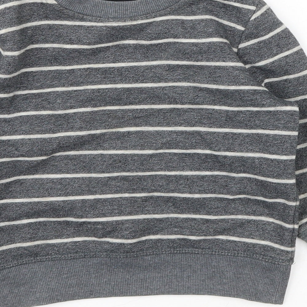 George Boys Grey Striped Cotton Pullover Sweatshirt Size 2 Years