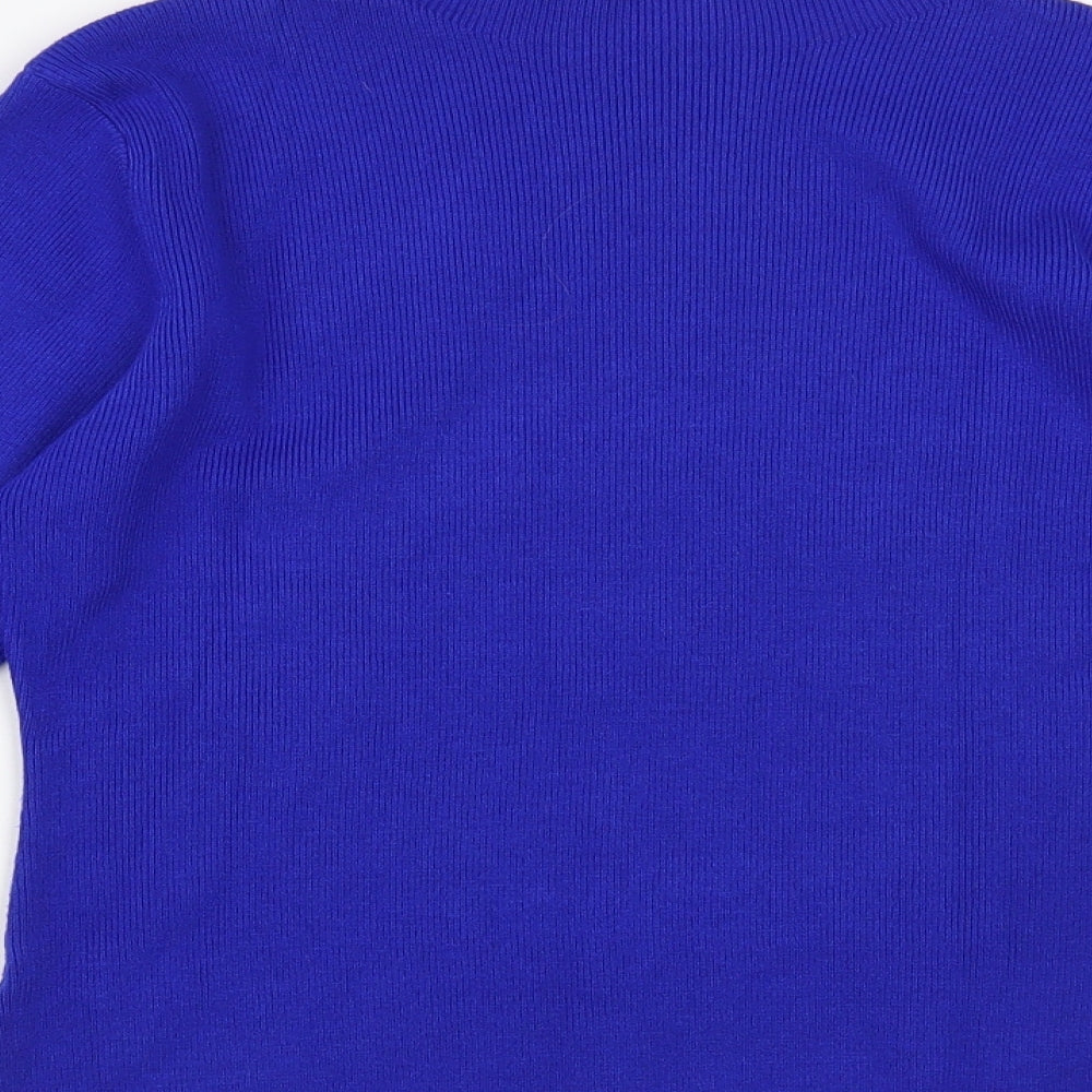 Zeva Womens Blue Mock Neck Viscose Pullover Jumper Size S - Vogue